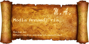 Modla Annamária névjegykártya